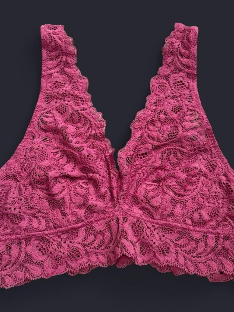 Dark Pink Lace V-Neck Bralette